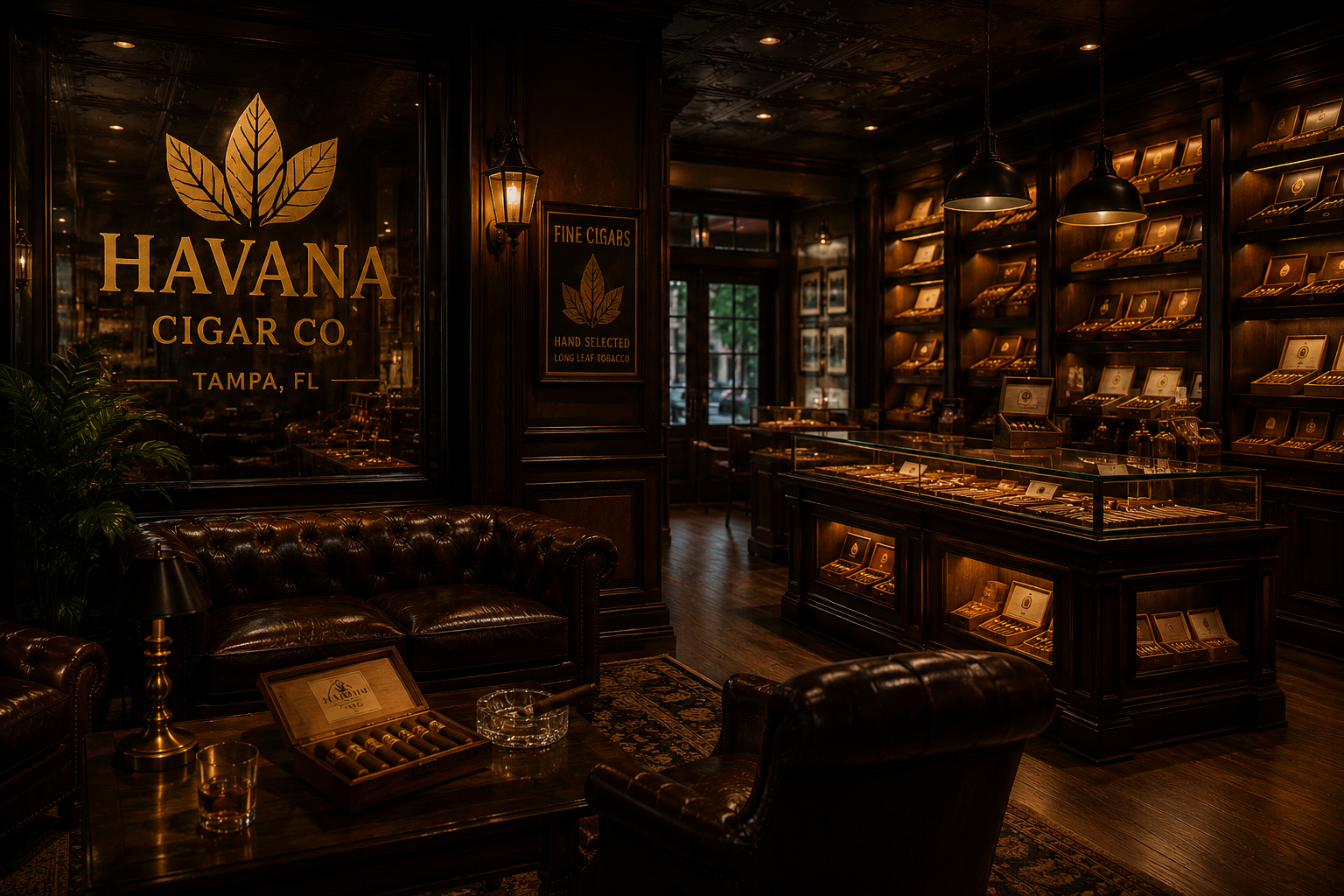 Luxury cigar shop interior